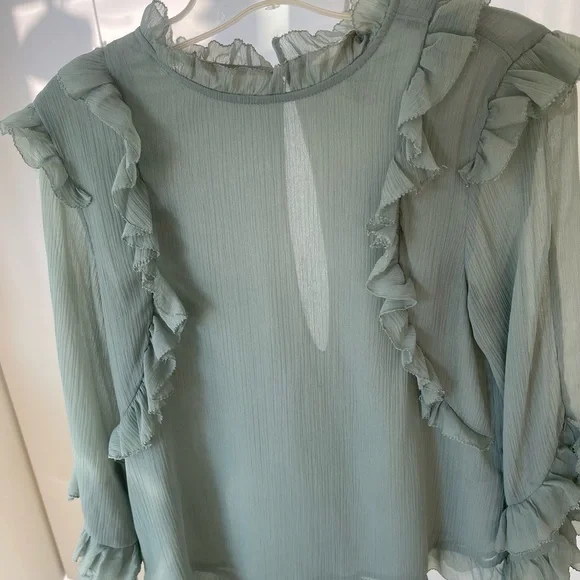 H&M Soft Green Ruffled Blouse - Picture 6 of 7